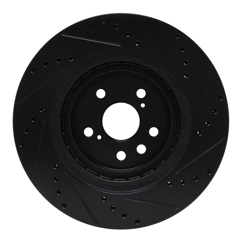 Lexus RX350h Brake Rotor (1) - Front Left - R1 Concepts - Drilled & Slotted - Black - `20-`25